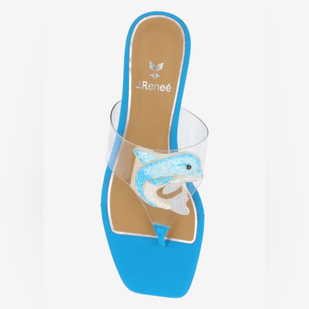 NWT J. Renee Rhinestone Dolphin Clear Vinyl Thong Sandals Sz 6 (no original box) - Picture 3 of 13
